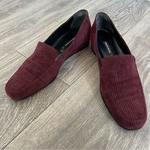 Bruno Magli Maroon corduroy embossed loafers flat